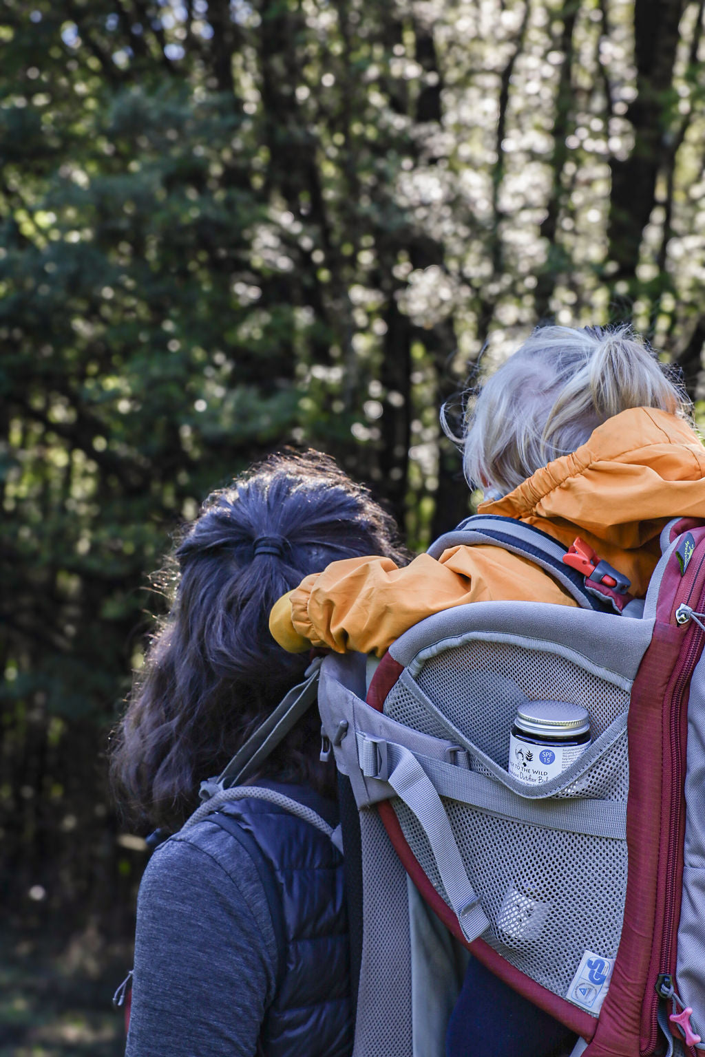 sunscreen and hand sanitiser while exploring tramping with kids